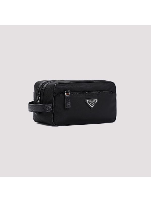 Triangle Logo Re-Nylon Leather
  Travel Pouch