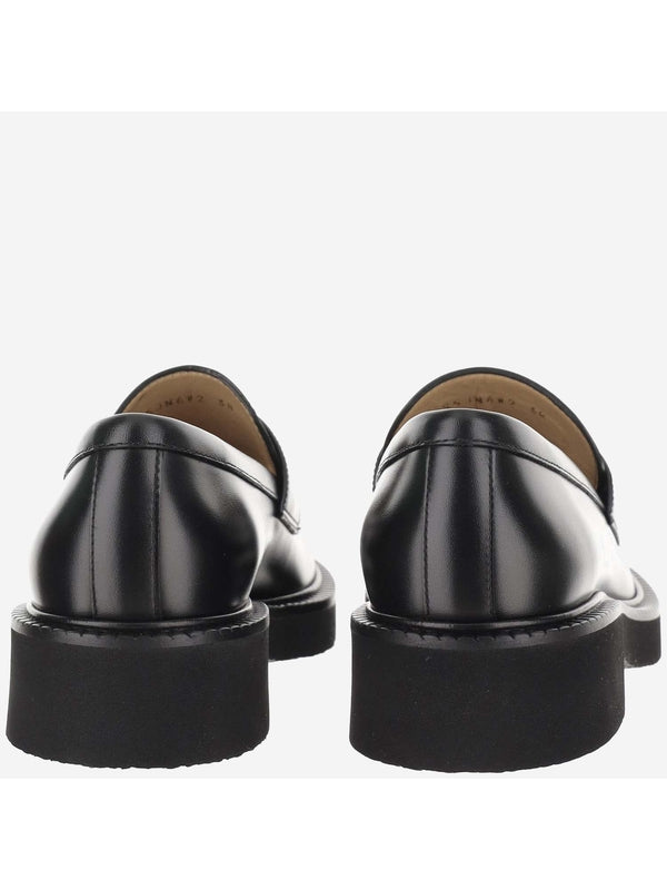 V Logo Leather Loafers