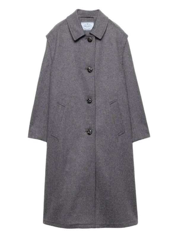 Back Triangle Logo Wool Coat