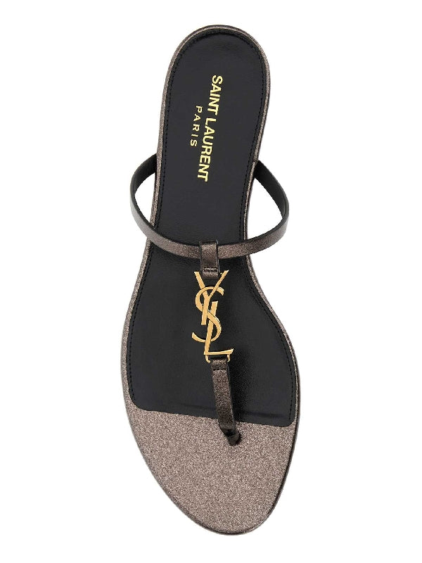 Cassandre Metal Logo Lambskin Sandals