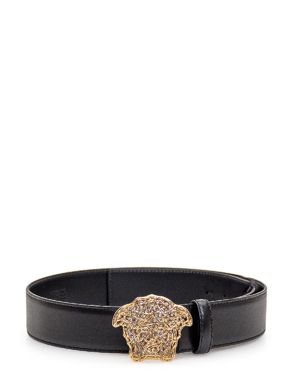 Crystal Medusa Buckle Leather Belt