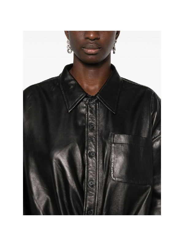 Crossover Utility Bubble Leather Jacket