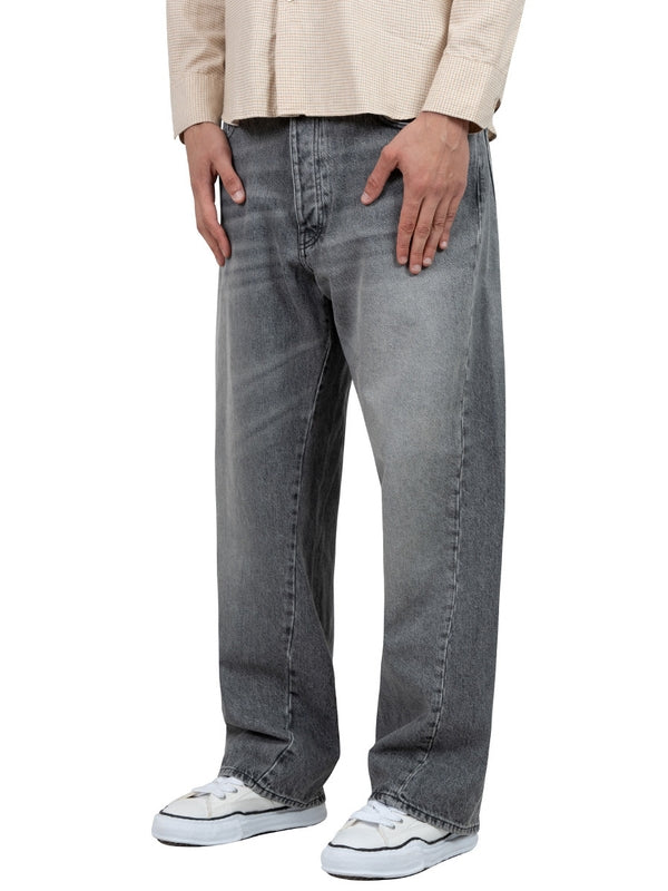 Grey Cotton Denim Pants