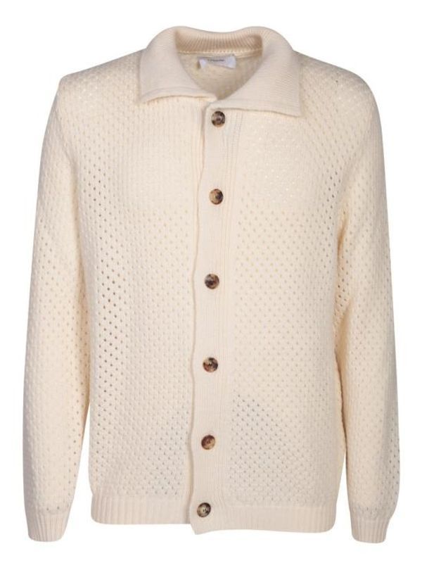 Punching Detail Button Up Collar Cardigan