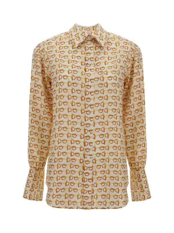 Allover B Logo Silk Shirt