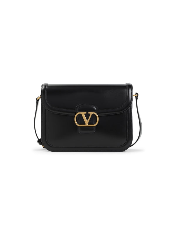 V Logo Flap Calfskin Shoulder Bag