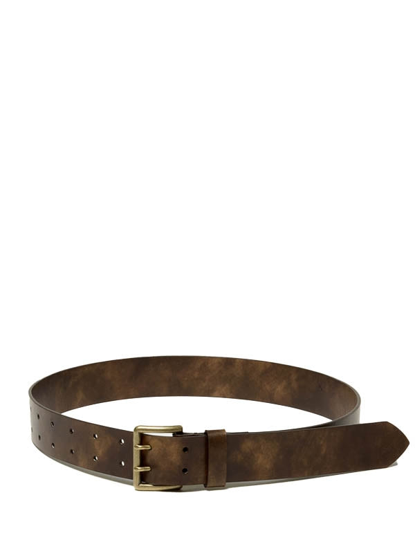 Double hole buckle leather belt