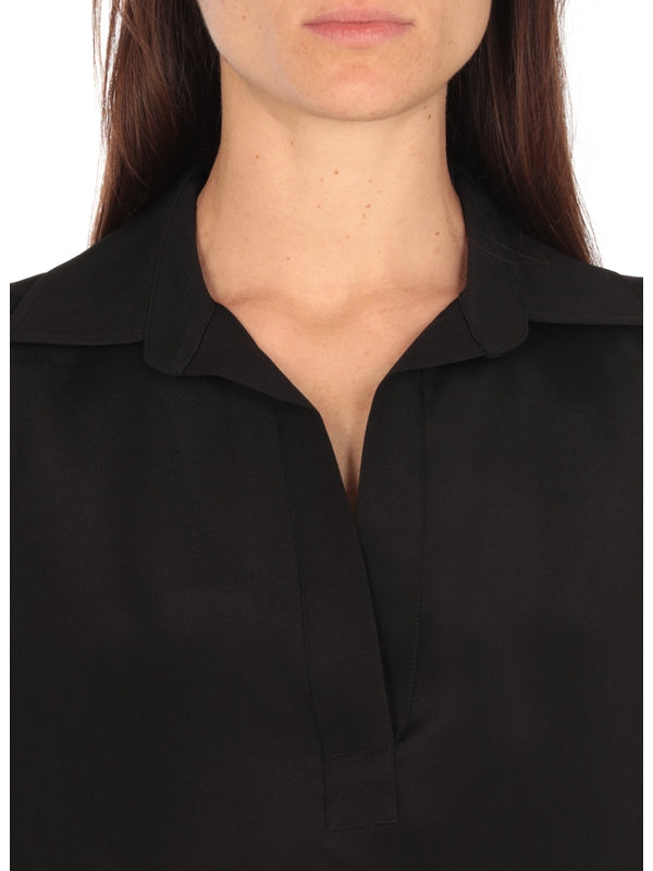 Zanzero Open-Neck Silk Blouse