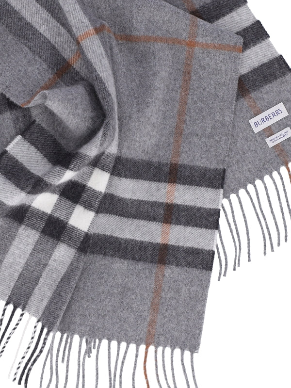 Check Cashmere Fringe Muffler