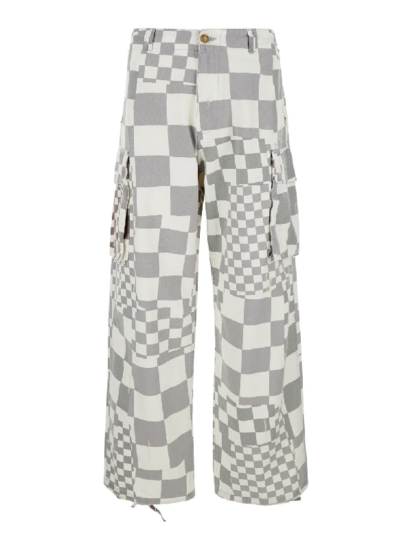 Distressed Check Cargo Pants