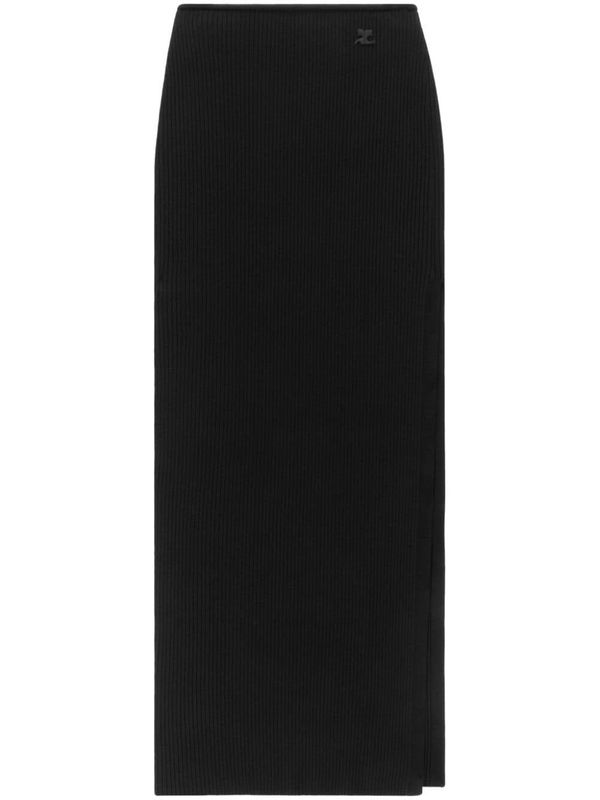 Logo Patch Rib Slit Skirt