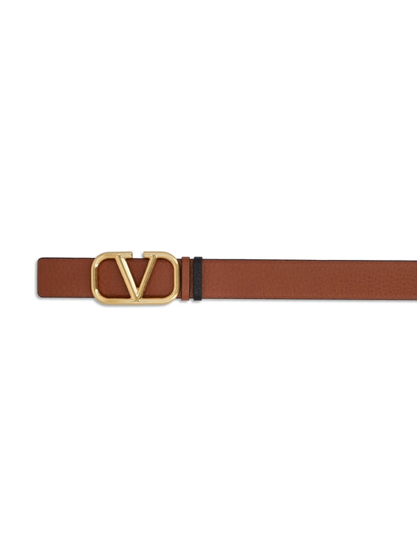 V Logo Reversible Leather Belt