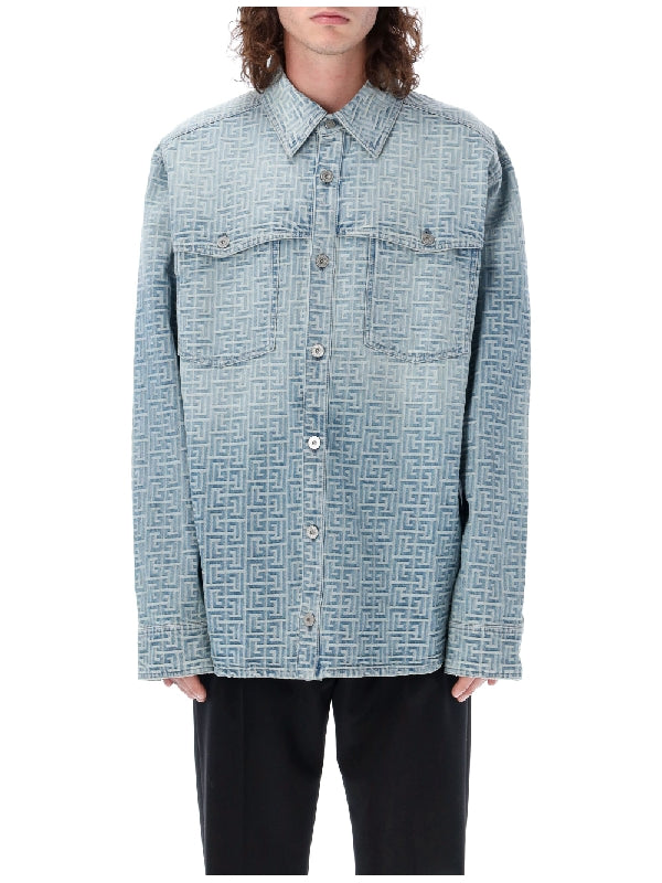 Allover Monogram Pocket Denim Shirt