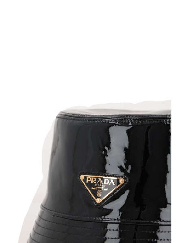 Triangular Logo Patent Leather Bucket Hat