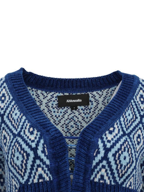 Pattern Jacquard Crop Cardigan