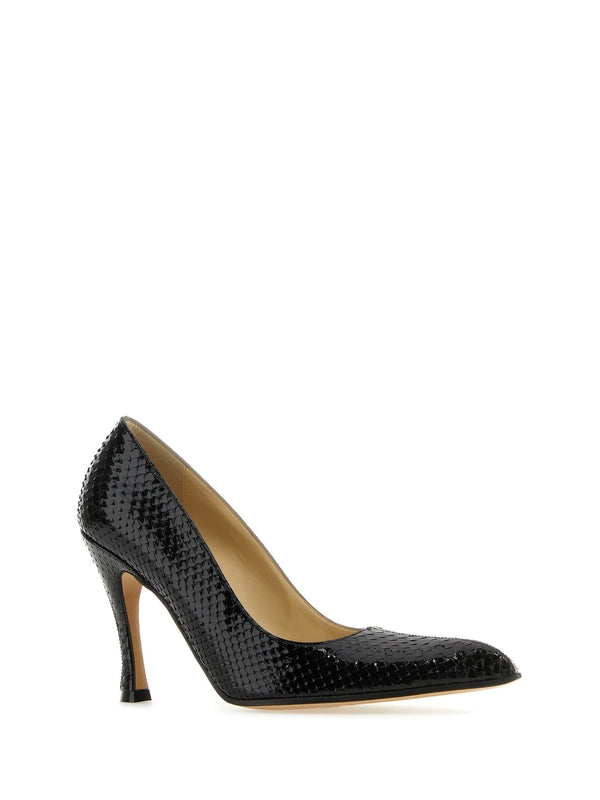 Snake Effect Leather Pumps Heel