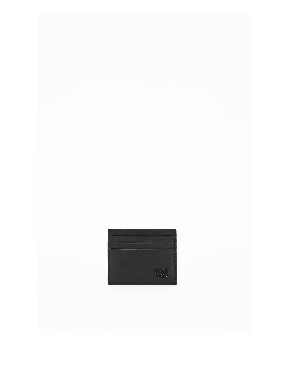 V Logo Leather Card Holder - Jente