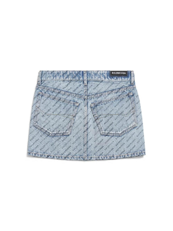 Allover Logo Denim Skirt