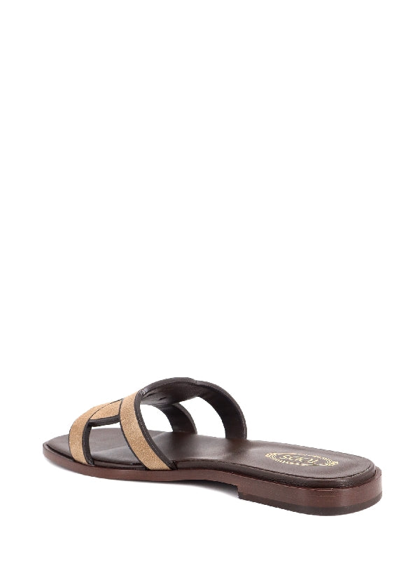 Woven Logo Flat Slide Sandals