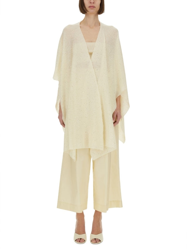 Beige Nylon Wool Cape