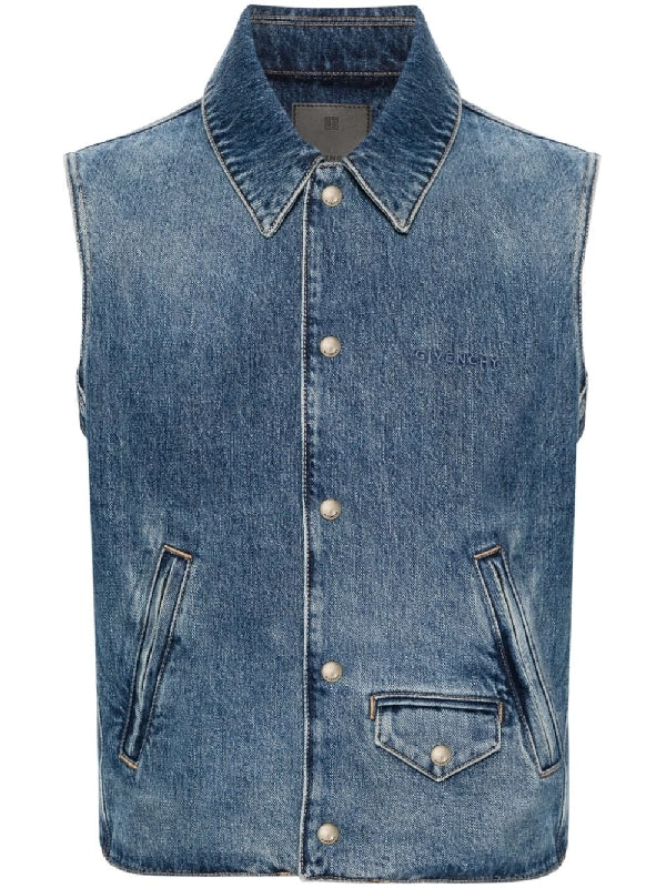 Chest Logo embroidery Denim Vest