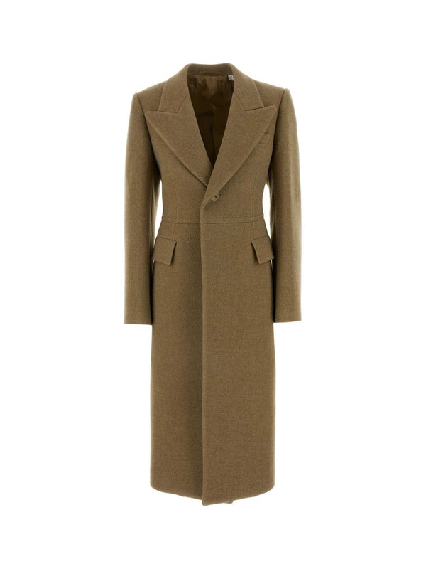 Back Metal Buckle Detail Wool Coat