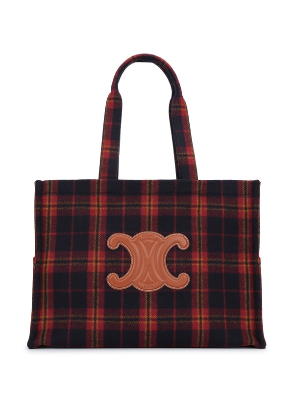Triofe Logo Check Wool Tote Bag