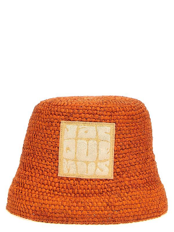 Ficiu Logo Patch Raffia Bucket Hat