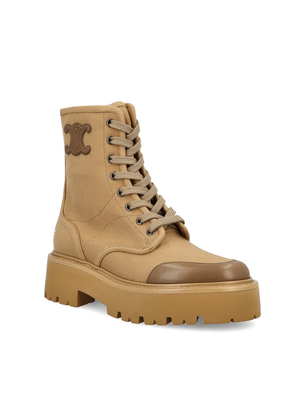 Celine Beige Lace-Up Boots