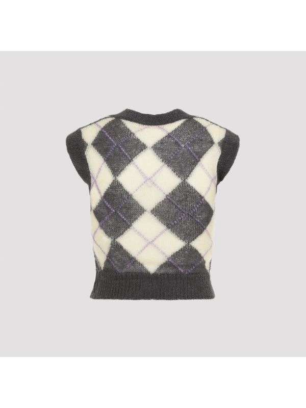 Argyle Mohair Blend Knit Vest