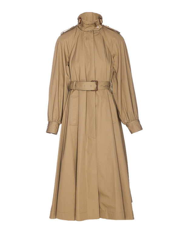 Belt Detail High Neck Cotton Coat