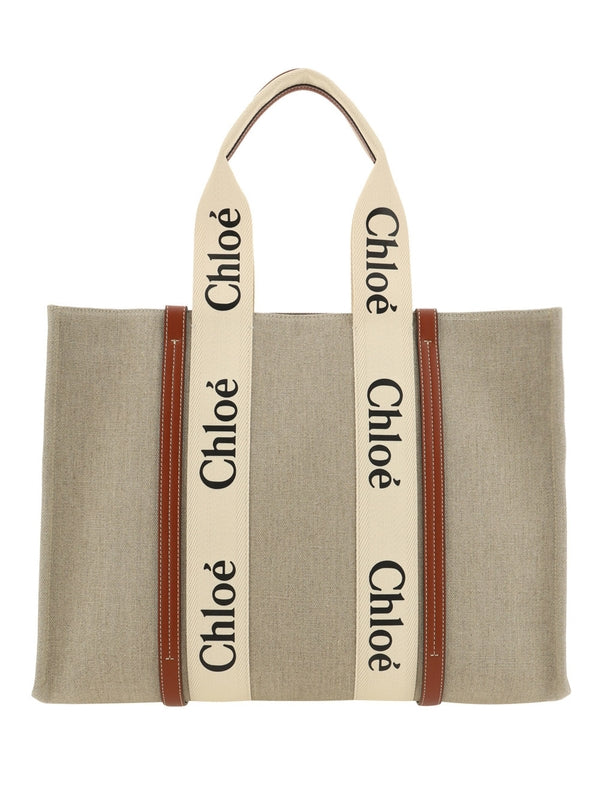 Woody Linen Canvas Large Tote
  Bag