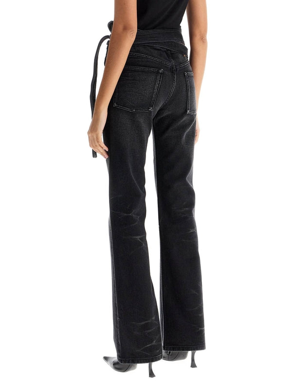 Logo Belt Wrap Denim Pants