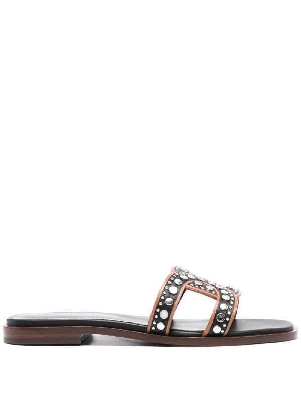 Stud Chain
  Leather Flat Mule