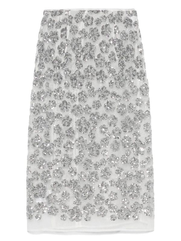 Flower Pattern Sequin Detail Skirt