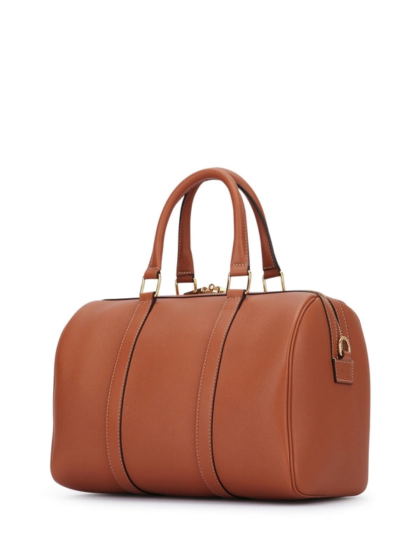 Brown Leather Large Boston Bag