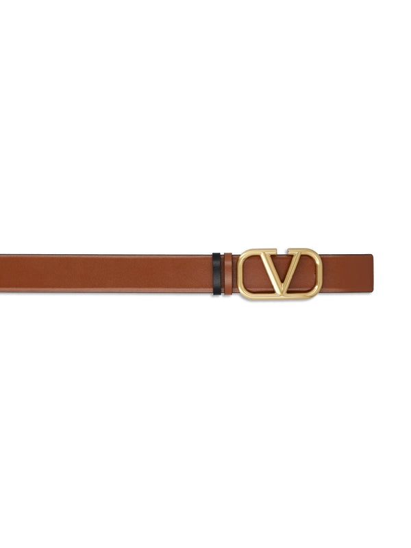 V Logo Reversible Leather Belt