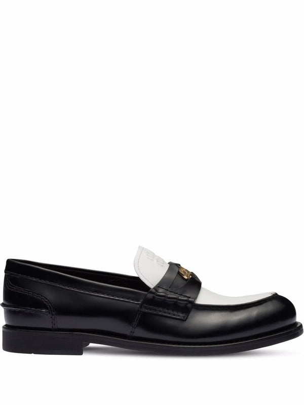 Bicolor Leather Gold Penny Loafers