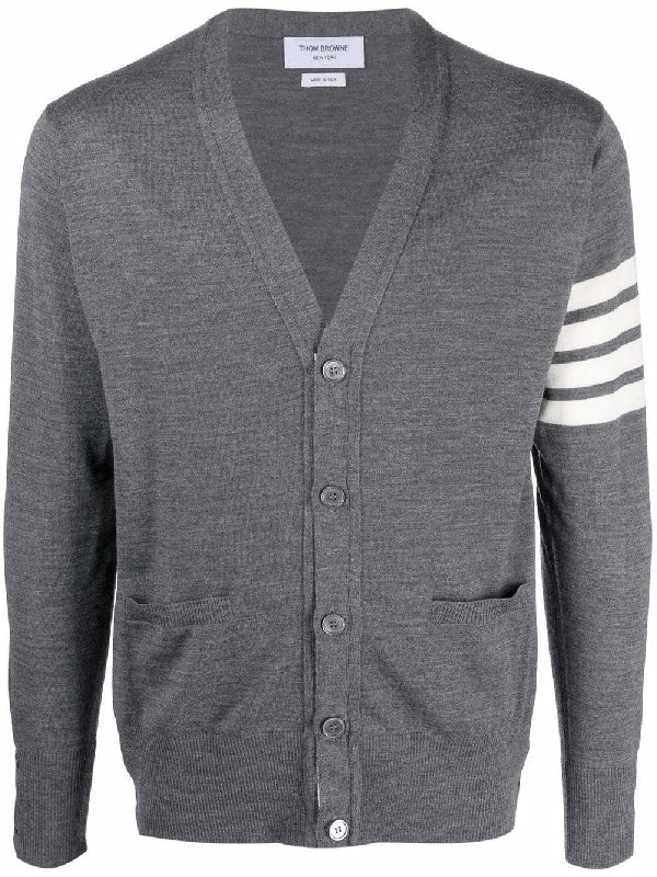 4-Bar V-Neck Wool Cardigan