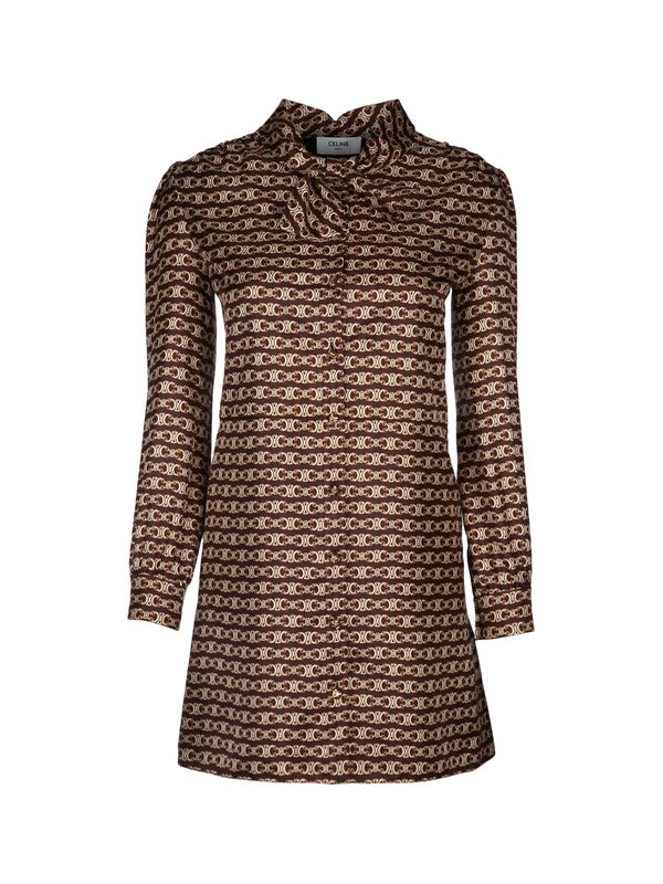 Triofe Logo Bow Silk Mini Dress