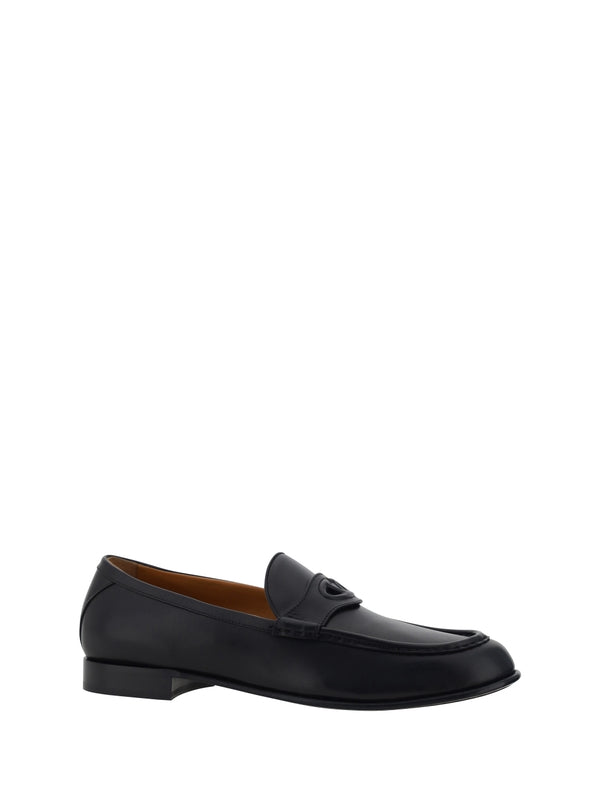 V Logo Leather Loafers