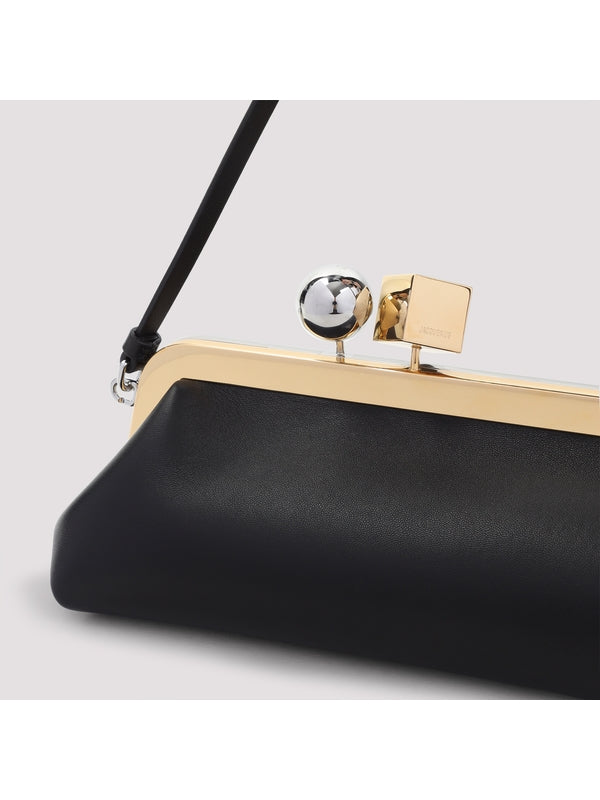 Salon Metal Buckle Leather Shoulder Bag