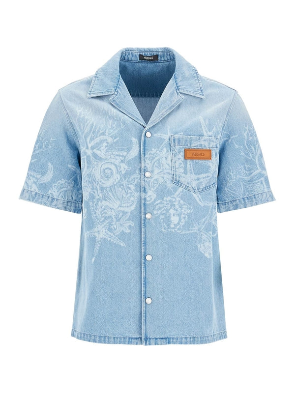 VERSACE - Barocco Sea Denim Short Sleeve Shirt - Jente