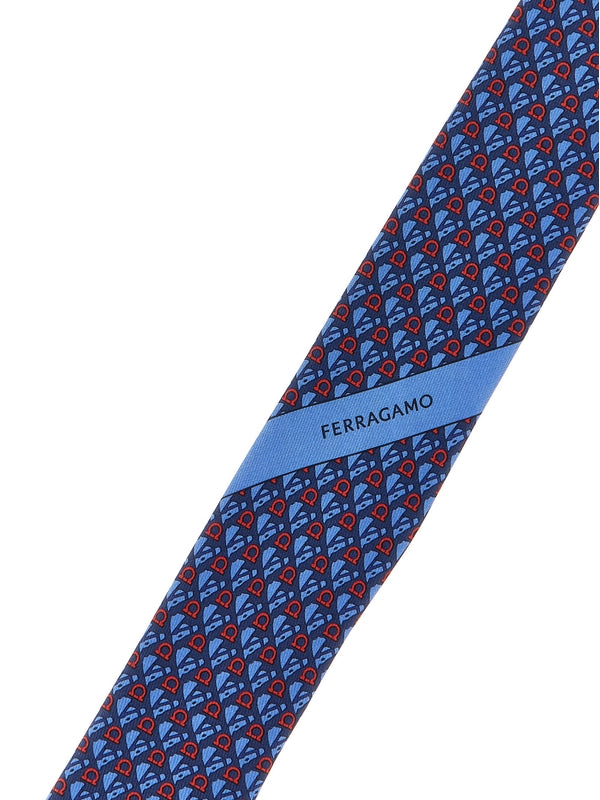 Gancini Pattern Silk Tie