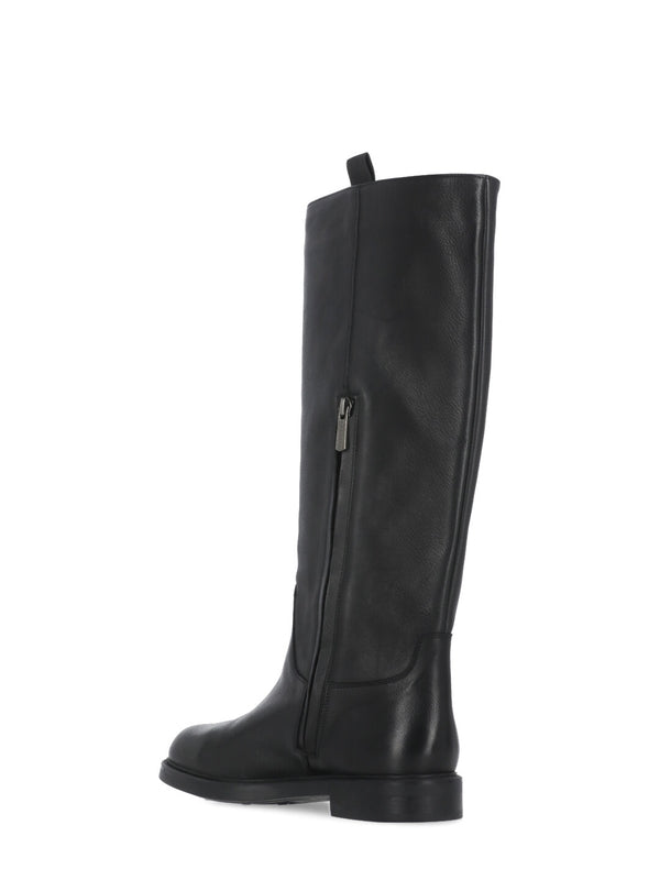 Black Leather High Boots