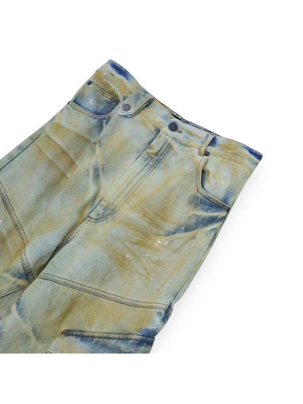 Dirty Detail Cargo Denim Pants