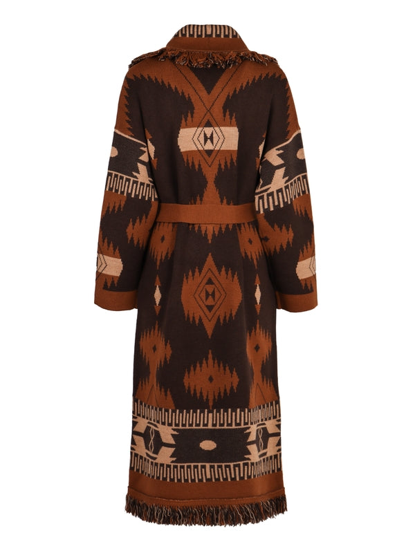 Jacquard Pattern Wool Long Cardigan