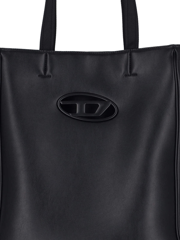 Cut-Out Logo Faux Leather Tote Bag