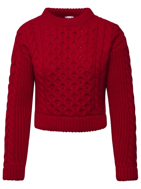 Red Plaited Wool Sweater