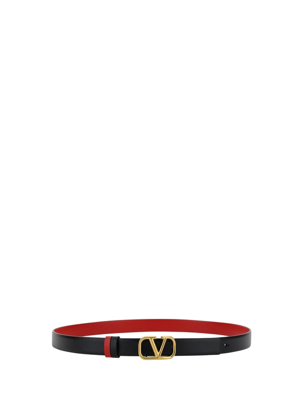 V Logo Reversible Leather Belt